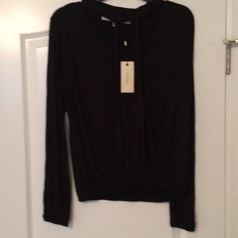 Black jersey top with tie around neck